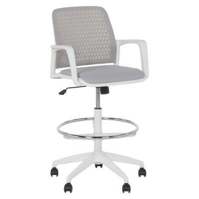 Висок работен стол Carmen 7556 W - Светлосив