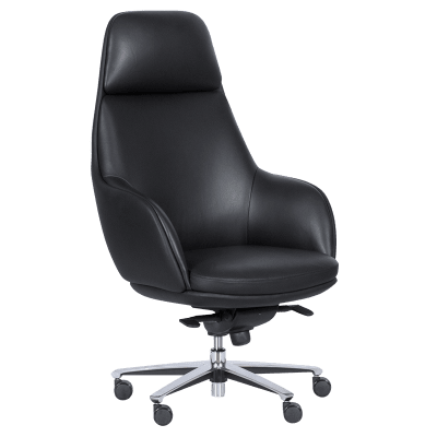 Офис кресло Carmen Bray - Черен, естествена кожа