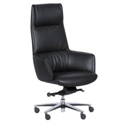 Офис кресло Carmen Trim - Черен, естествена кожа