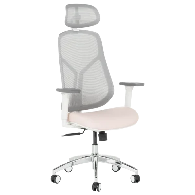 Ергономичен стол Carmen 7901 W, Еко кожа - Сив/Розов