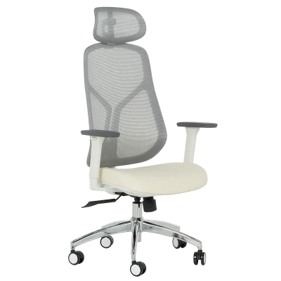 Ергономичен стол Carmen 7901 W, Еко кожа - Сив/Шампанско