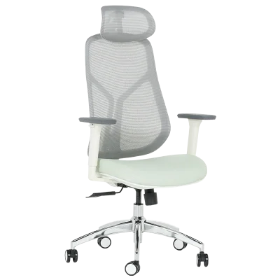 Ергономичен стол Carmen 7901 W, Еко кожа - Сив/Светлозелен