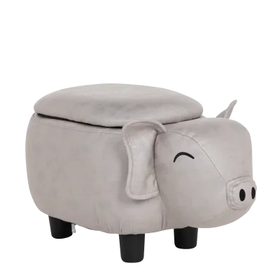 Детска табуретка с ракла Carmen - Сиво прасе