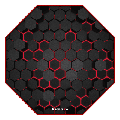 Геймърска постелка за под HUZARO FloorMat 2.0 Hexagon, 120/120 см - Черен/Червен