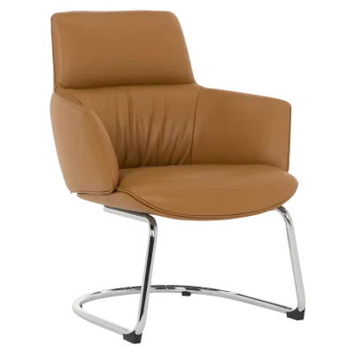 Посетителски стол Carmen Kells - Кафе, естествена кожа