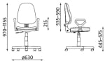 Работен офис стол Prestige GTP Plastic, дамаска C11 - Черен