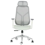 Ергономичен стол Carmen 7901 W, Еко кожа - Сив/Светлозелен