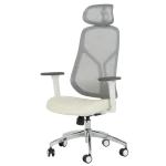 Ергономичен стол Carmen 7901 W, Еко кожа - Сив/Шампанско