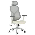 Ергономичен стол Carmen 7901 W, Еко кожа - Сив/Шампанско