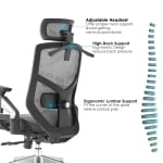 Ергономичен стол Ontario с 2D регулируема лумбална опора, слайд механизъм и 4D подлакътници - Сив