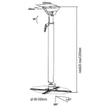 Стойка за проектор за таван Sunne PRO300XL, въртене на 360°, до 25 кг, Бяла