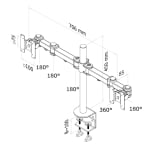 Регулируема стойка за два монитора до 27" Neomounts by NewStar FPMA-D960D за монтаж на бюро