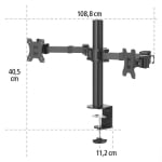 Стойка за два монитора за бюро HAMA Регулируема, 13" - 35",15 кг, Swivel/Tilt, Черен | HAMA-118494