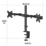 Стойка за два монитора за бюро HAMA Регулируема, 13" - 32", 8 кг, Swivel/Tilt, Черен | HAMA-118491